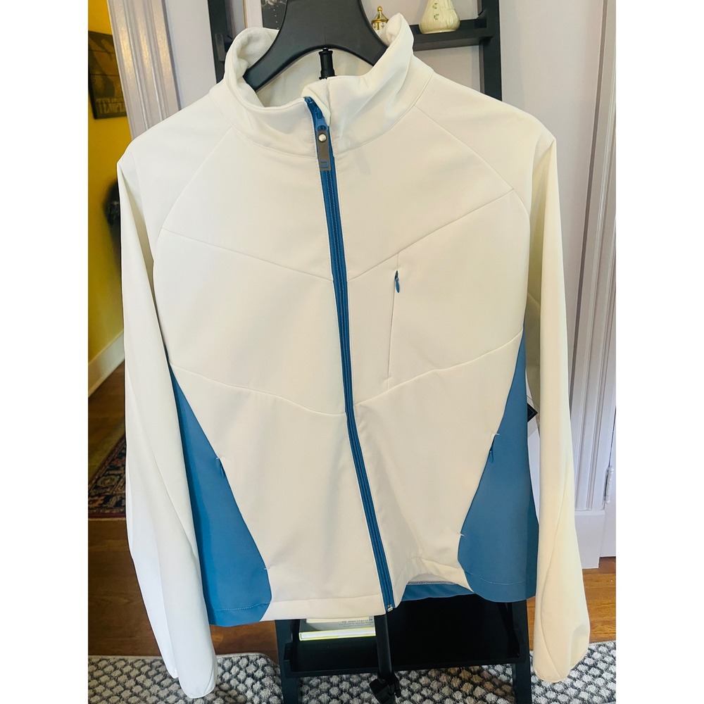 Denali Women's XL Performance Softshell Jacket NWT Removable Hood White Blue